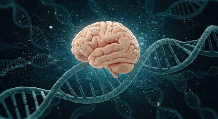 Explore the intricate connection between the human brain and DNA, representing groundbreaking discoveries in genetics, neuroscience, and medical research, inspiring future innovation.