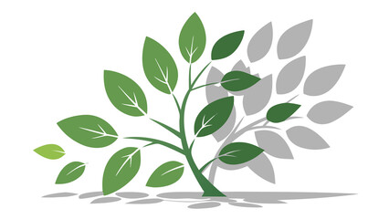 Green and Gray Tree Silhouette with Falling Leaves on Black plant nature