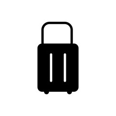 Black Luggage Suitcase Travel Bag Flat Icon Simple