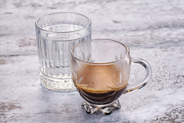Hot strong espresso shot coffee