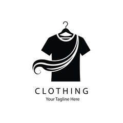 Vector art of black Clothing brand logo with flowing fabric element and text clothing your tagline here