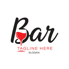 A modern logo vector art of bar logo with a wine glass and tagline placeholder