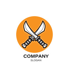 A gaming logo two crossed swords logo, symbol of battle, conflict, or a duel