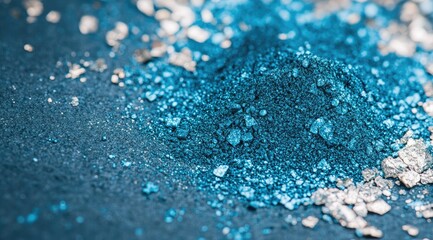 Close-up blue and silver powder pile