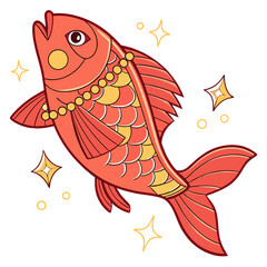 Vector art of a watchful dragon stands guard over a glittering hoard of gems atop a rocky outcrop, its eyes gleaming with ancient wisdom, in a serene forest setting © MST RAMIJA