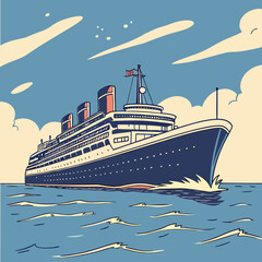 Obraz premium Vector art of a charming country house nestled in a field of flowers, with a winding path leading to the front door, under a clear sky illustration