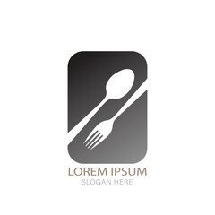 Minimalist restaurant and cafe logo a minimalist logo featuring a spoon and fork silhouette against a dark gradient background, symbolizing food and dining