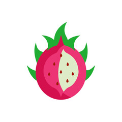 Obraz premium Stylized dragon fruit half isolated on transparent background