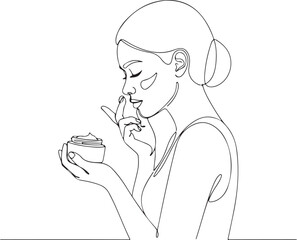 Woman smelling food in contemplation
