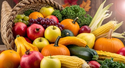 Abundant Harvest: A Cornucopia of Fresh Fruits and Vegetables in