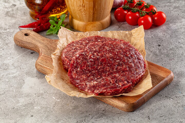 Raw beef burger cutlet for grill