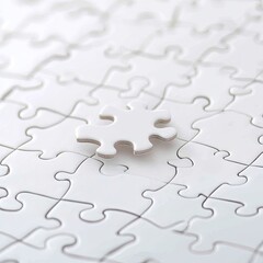 White jigsaw puzzle, one piece slightly lifted