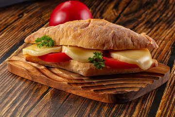 Sandwich with mozzarella and tomato