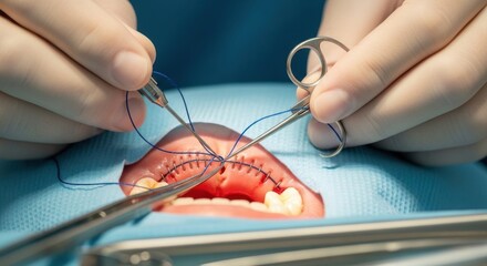 Anatomical depiction of human skull base, spine and cranial nerves network on white background.