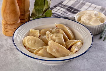 Traditiolal vareniki - stuffed dumplings with potato