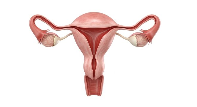 Detailed anatomical representation of the female reproductive system uterus ovaries and fallopian tubes