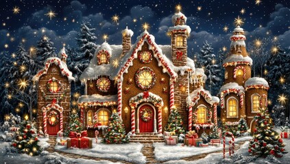 Obraz premium Cozy gingerbread house scene