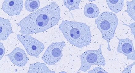 Microscopic view of epithelial cells revealing nuclei and cytoplasm in a delicate scientific pattern