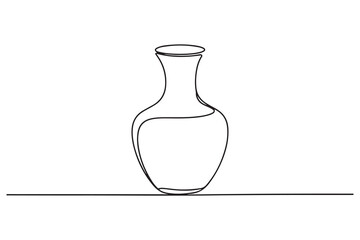 Continuous one line drawing of vase. one line Icon drawing with white background