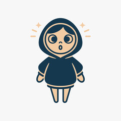 The flat design concept for the Amazement expression cartoon character.