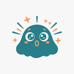 The flat design concept for the Amazement expression cartoon character.