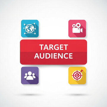 Target audience marketing concept with icons and text