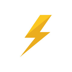 Yellow lightning bolt symbol isolated on transparent background