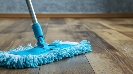 Mopping Laminate Floor With Mop. House Cleaning, Household Chores And Maintenance, Cleanliness Hygiene. Home Care Routine, Floor Cleaning Equipment, Domestic Life Daily Tasks, Modern Mop