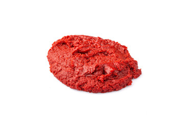 Tomato or pepper paste or puree prepared to add flavor to dishes on a white background
