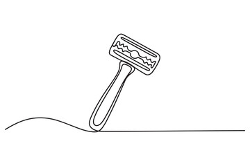 Continuous one line razor hand drawn picture silhouette. Line art cutting blade razor. one line Icon drawing with white background