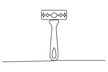 Continuous one line razor hand drawn picture silhouette. Line art cutting blade razor. one line Icon drawing with white background