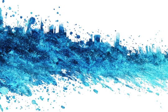 Abstract Blue Watercolor Splatter Across Black Background - Powered by Adobe