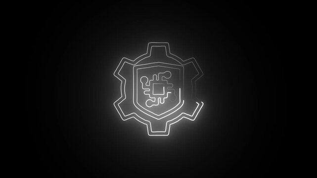 Glowing Neon Immune System Icon Isolated on Black Background. HD Video Motion Graphic Animation