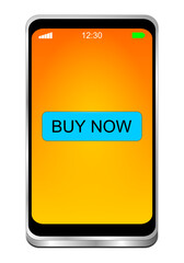 Smartphone with Buy now Button - 3D illustration