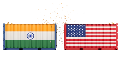 Trade war between india and usa isolated on transparent background