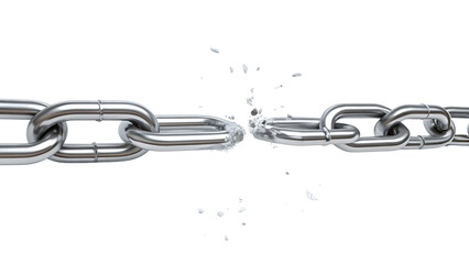 Obraz premium Broken metal chain isolated on transparent background symbolizes freedom