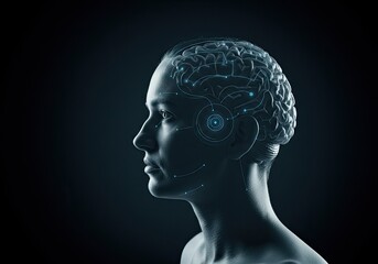 Unlock future insights with this stunning AI human brain interface concept for technology, medicine, and innovation projects needing a modern, digital edge