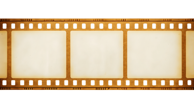 Film strip isolated on transparent background with three empty frames