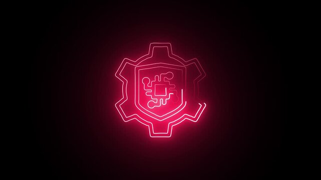 Glowing Neon Immune System Icon Isolated on Black Background. HD Video Motion Graphic Animation