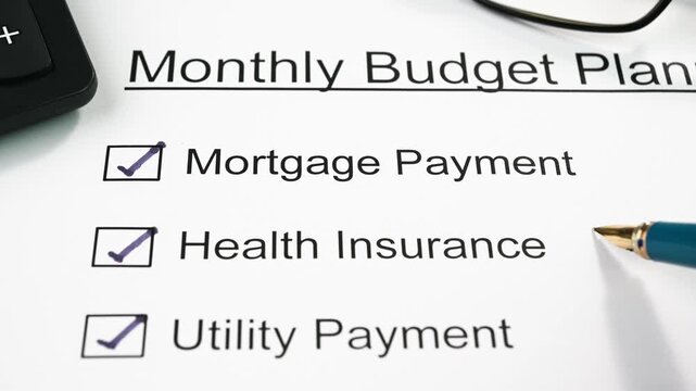 Reviewing monthly budget, checking your expense list.