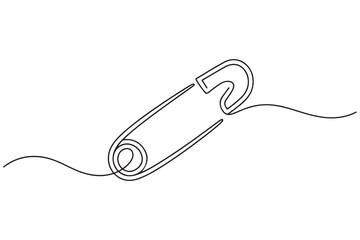 Obraz premium Safety pin in continuous one line drawing. One line art vector illustration. one line Icon drawing with white background