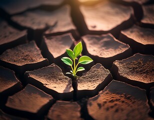 Hope Springs Eternal: A Vibrant Sprout Emerges from Arid Land, Symbolizing Resilience and New Beginnings