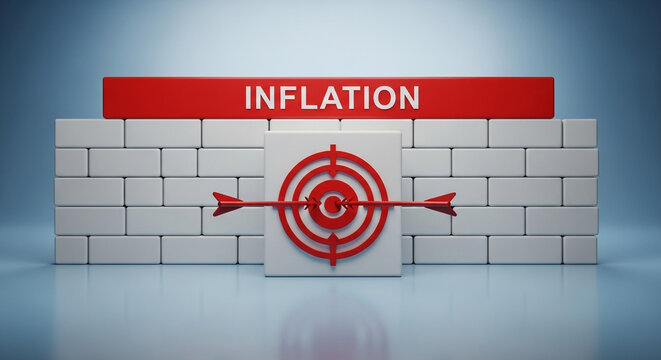 Inflation barrier blocking a bullseye target with arrows