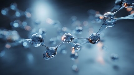 Abstract Molecular Structure in Blue Light with Shimmering Effect