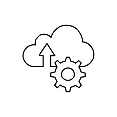 Cloud upload with gear outline