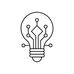 Outline lightbulb with circuit