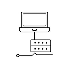 Laptop connected to the server