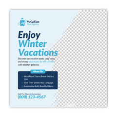 Enjoy Winter Vacation Cozy Travel Social Media Post Template