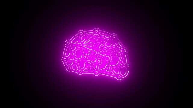 Glowing Neon Deep Learning Icon Isolated on Black Background. HD Video Motion Graphic Animation