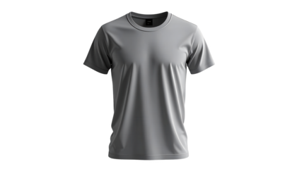 Isolated  shot presents a grey short-sleeved garment, showcasing details of its design.